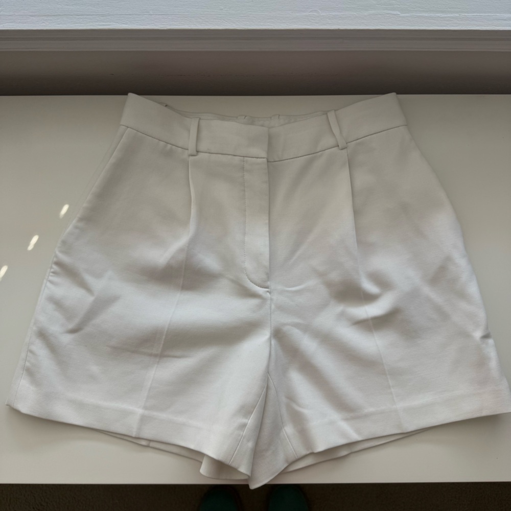 Babaton White High Waist Tailored Shorts